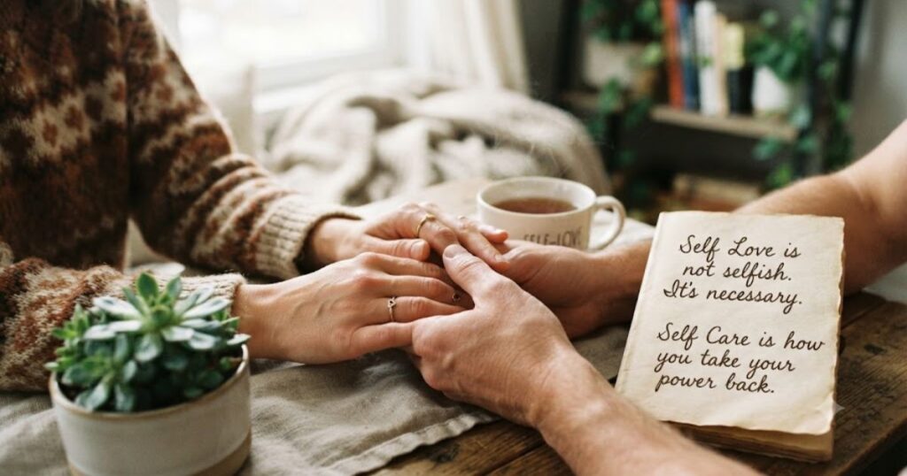 Self Love and Self Care Hand Quotes